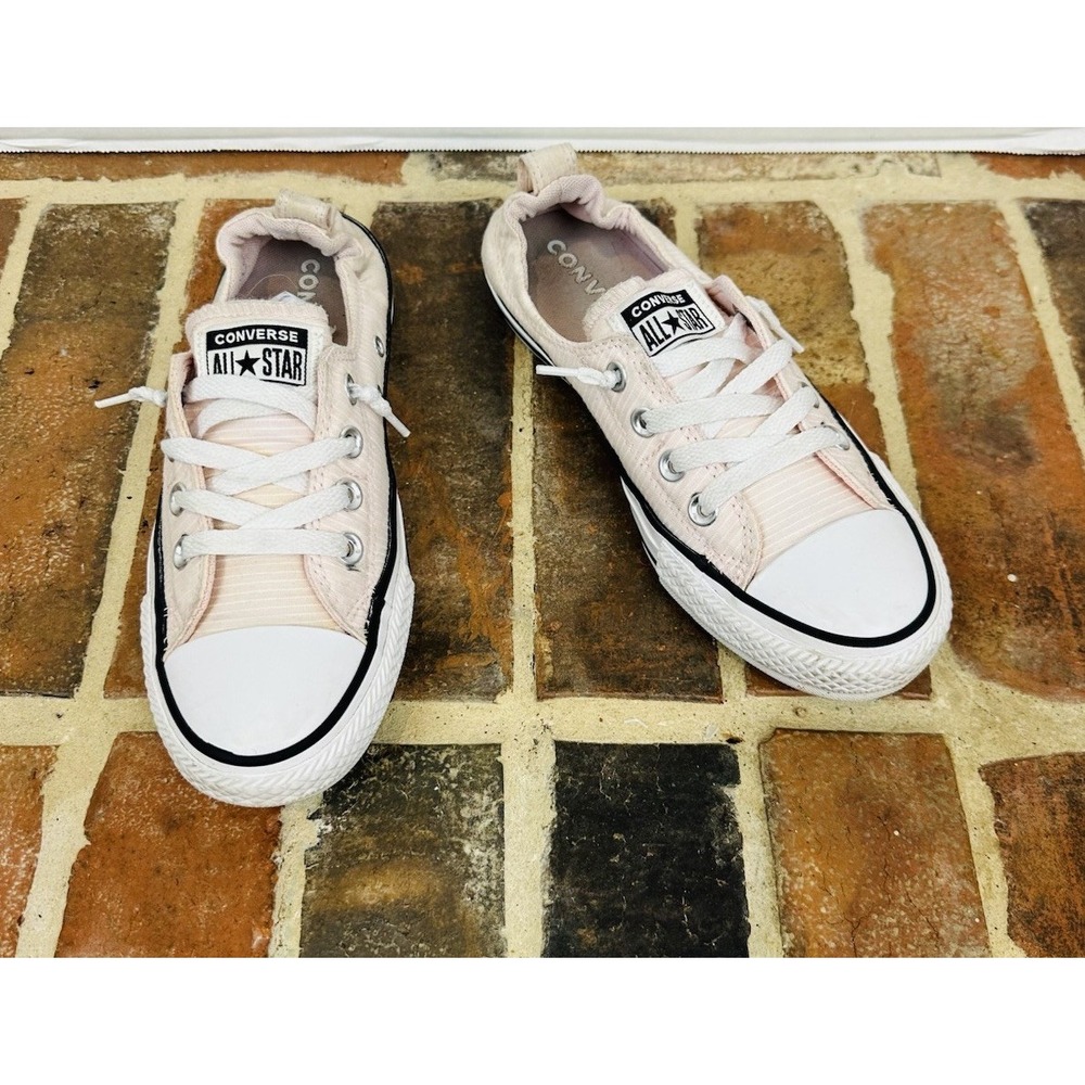 Converse Pink & White Striped Sneakers Slip On Elastic Shoreline Shoes Women's 7